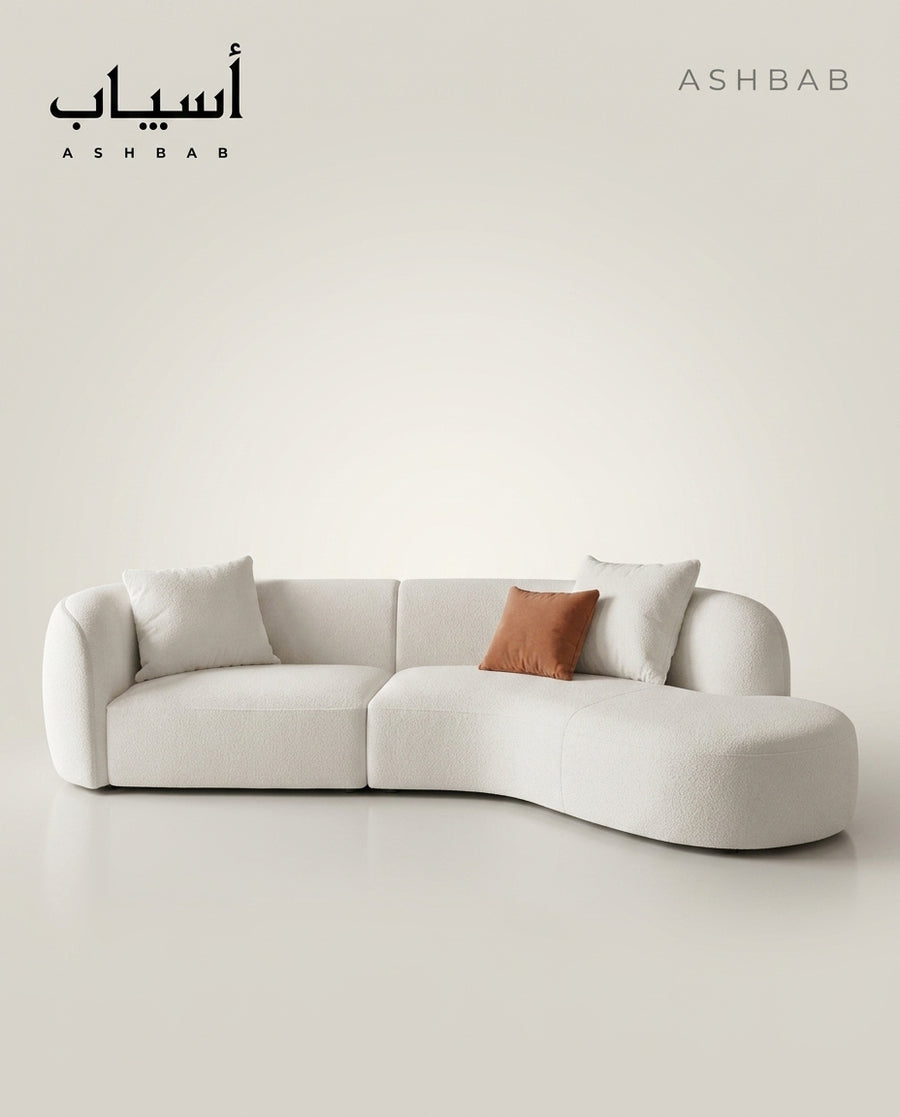 Maple Home Decoration Lamb Fleece Sofa Set modern Nordic Style Sofa Living Room Cafe Hotel Shop Home Furniture (Both Side Arm Rest 300cm)